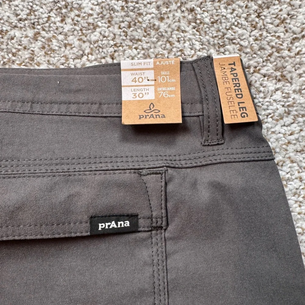 PrAna Zion II Stretch Men's 40x30 Tapered Leg Slim Fit Cargo Pants Dark Iron New
